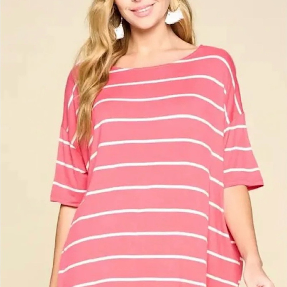 Emerald Coral Striped Women's Tee